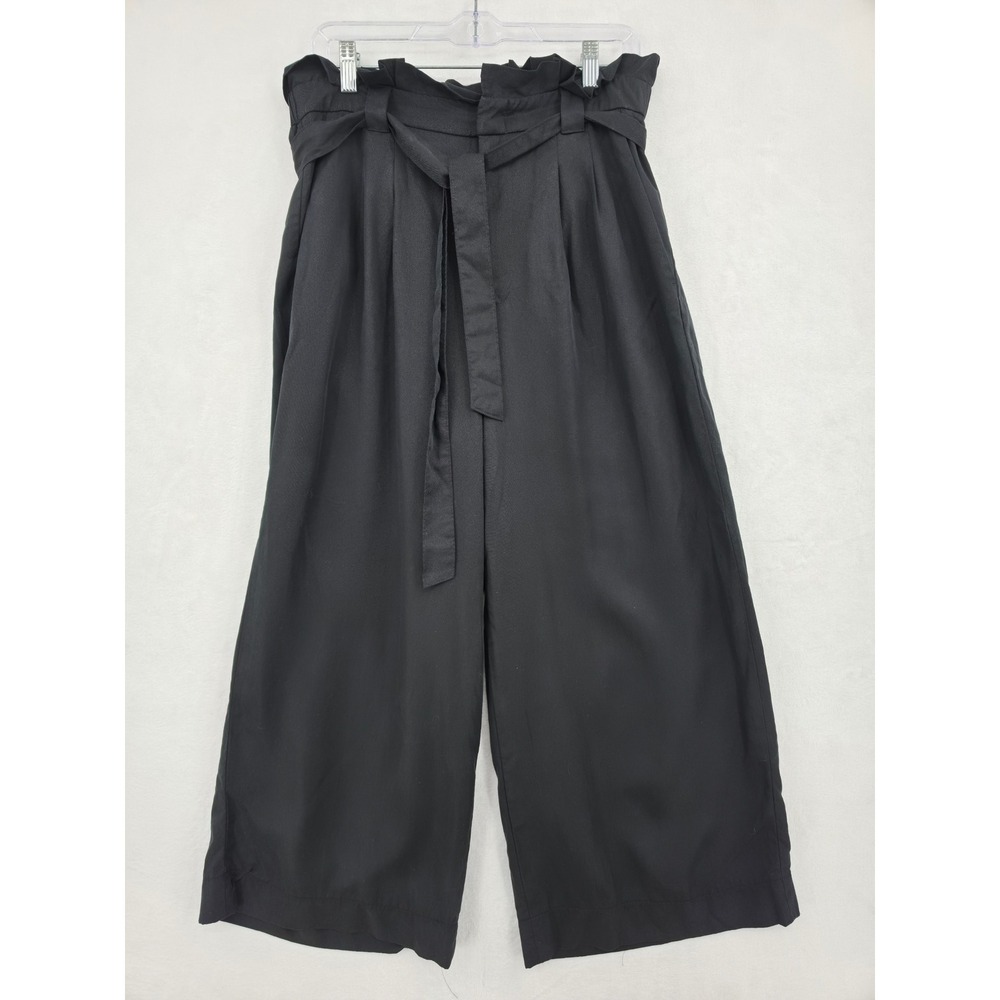 Banana Republic Black Lyocell Paperbag Waist Culotte Wide Leg Pants Size 10